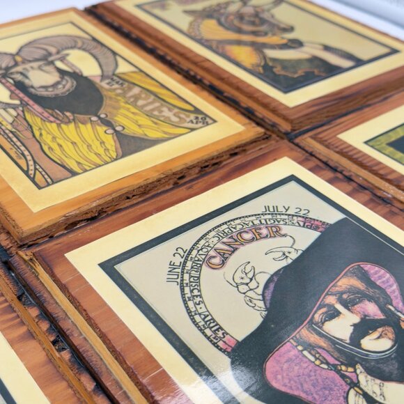 Lot of 6 Vintage Zodiac 1969 David Palladini Wooden Wall Art Print Hippie Rustic - Picture 11 of 16